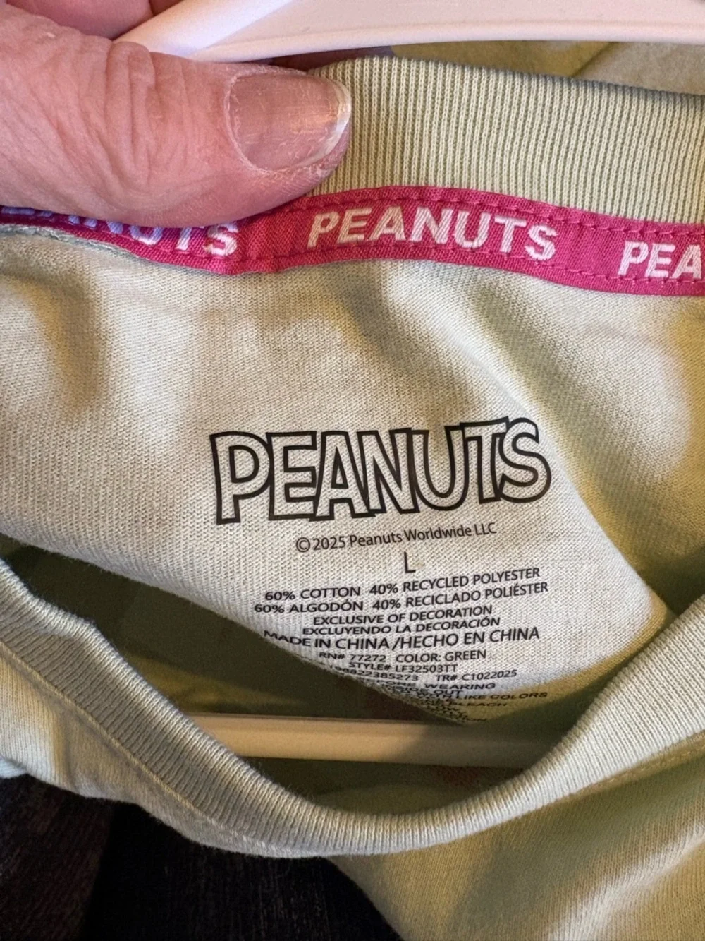 Peanuts Mint Graphic Kids T-Shirt with Pink Logo